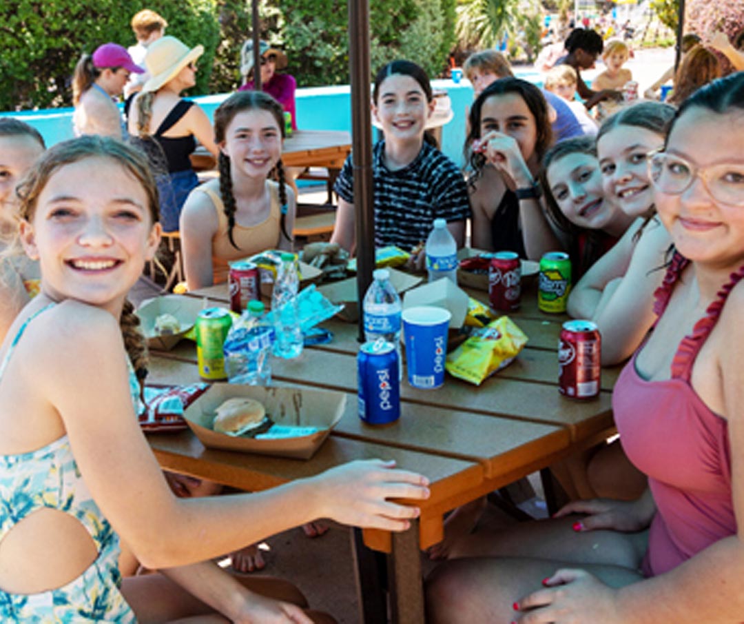 Group of girls celebrating at a birthday party