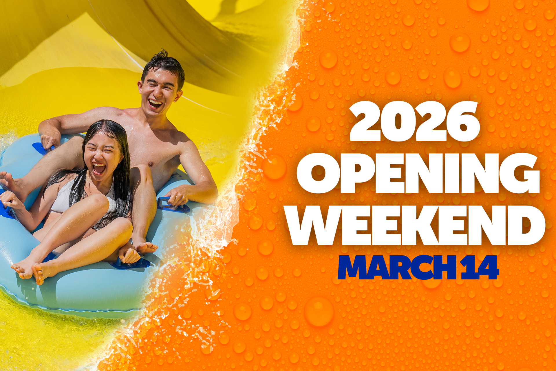 Opening Sale (8) Lets go all season on a yellow background with Unlimited Visits Free Parking and Free Friend Benefits called out on a Gold Season pass card graphic with $99.99 price