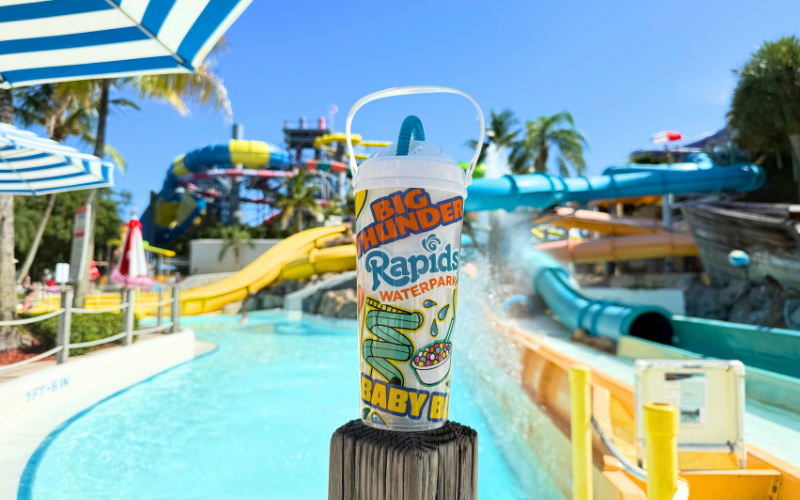 Mom and her kids floating down a raft ride