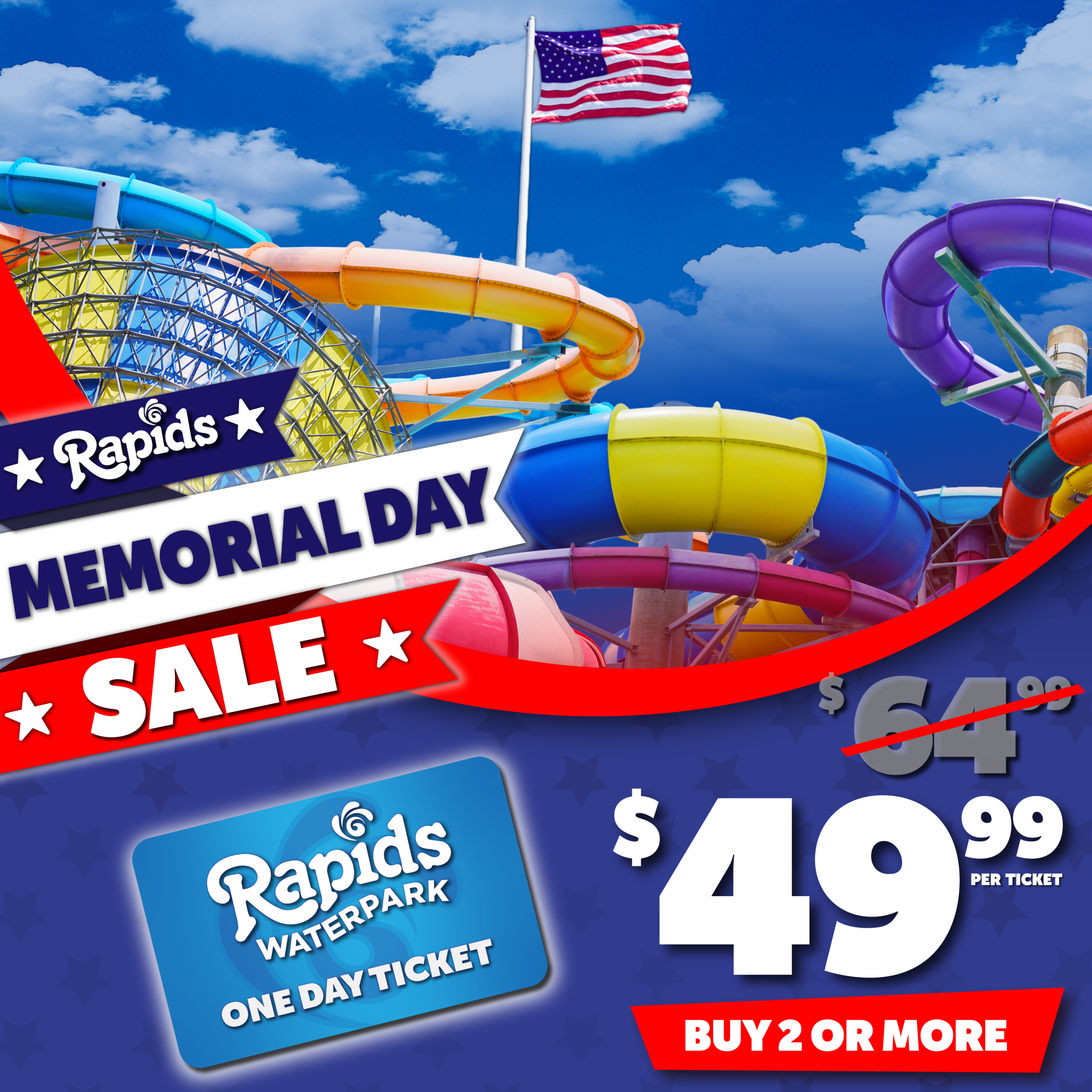Memorial Day Sale_Memorial Day Weekend Military 49.99 1 Memorial Day Sale One Day ticket GFX red, white, and blue