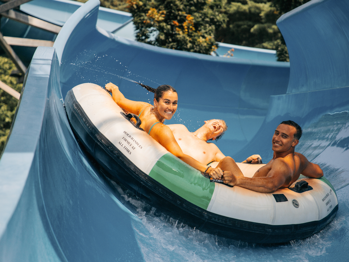 Guests enjoying the water and slides