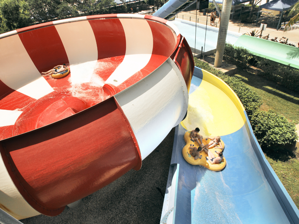 Families and groups enjoying Rapids Waterpark